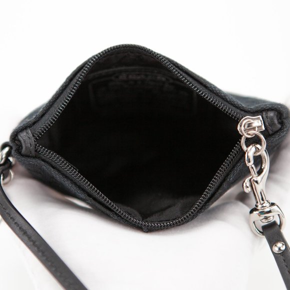 COACH Black Canvas Wristlet with Metallic Sparkly Stripe - Picture 2 of 11